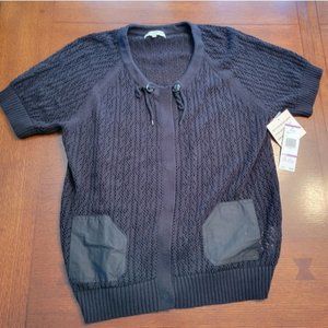 Jones New York 2X Black Short Sleeve Cardigan NWT
